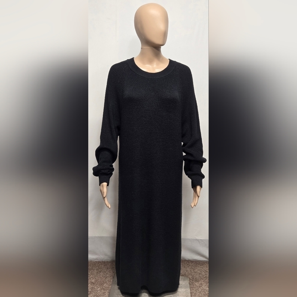 Core Life L Black Knit Dress Long Sleeves Stretch New